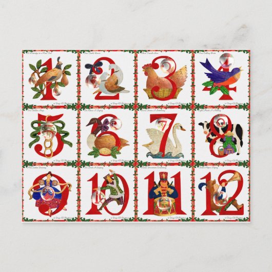 12 dagen van de Giften van de Druk van het Dekbed Feestdagenkaart (Voorkant)