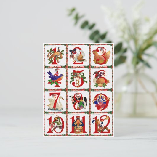 12 dagen van de Giften van de Druk van het Dekbed Feestdagenkaart (Staand voorkant)