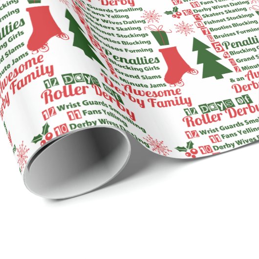 12 dagen van de Kerstmis van Roller Derby Cadeaupapier (Rol Hoek)
