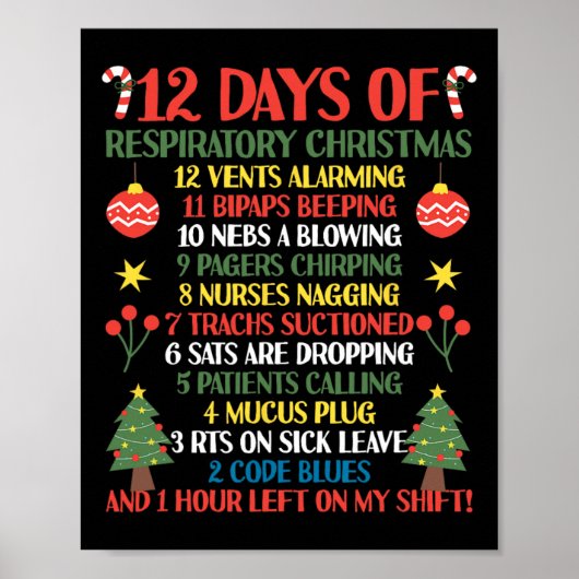 12 dagen van de respiratoire therapeut kerst grapp poster (Voorkant)