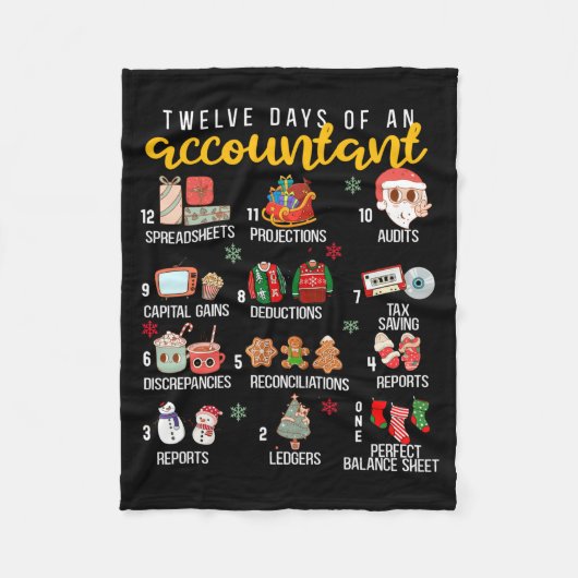 12 dagen van een accountant, Kerstfeest, Grappige Fleece Deken (Voorkant)