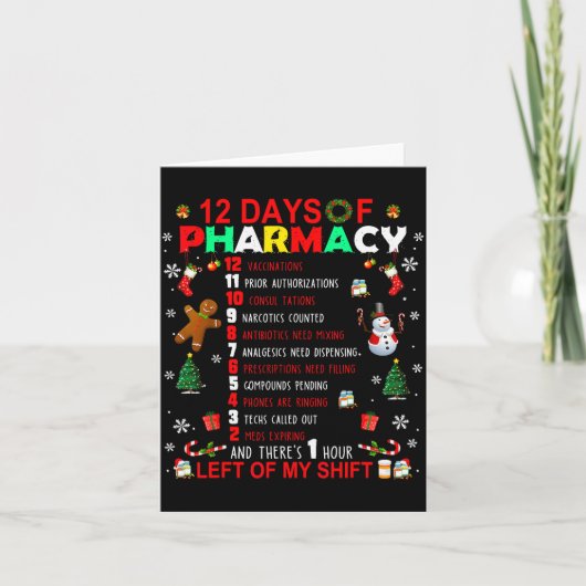 12 dagen van grappige apotheek Kerstmis apotheker  Kaart (Voorkant)