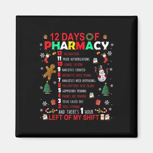 12 dagen van grappige apotheek Kerstmis apotheker Magneet (Voorkant)