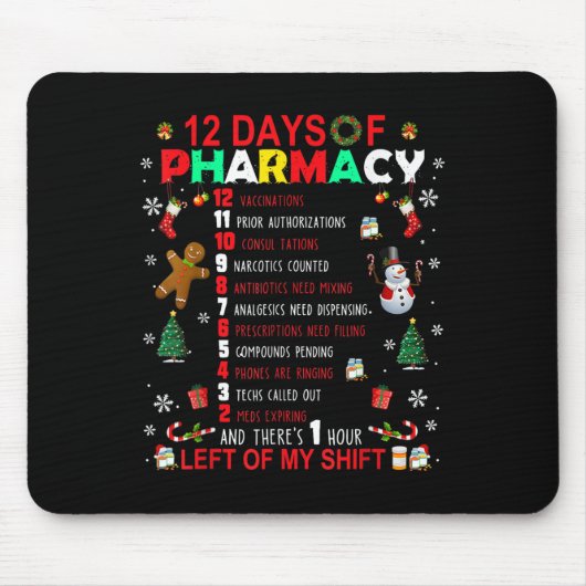 12 dagen van grappige apotheek Kerstmis apotheker Muismat (Voorkant)