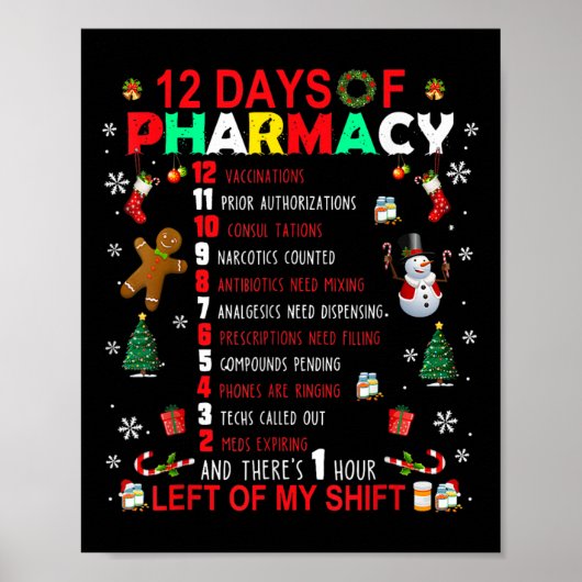 12 dagen van grappige apotheek Kerstmis apotheker Poster (Voorkant)