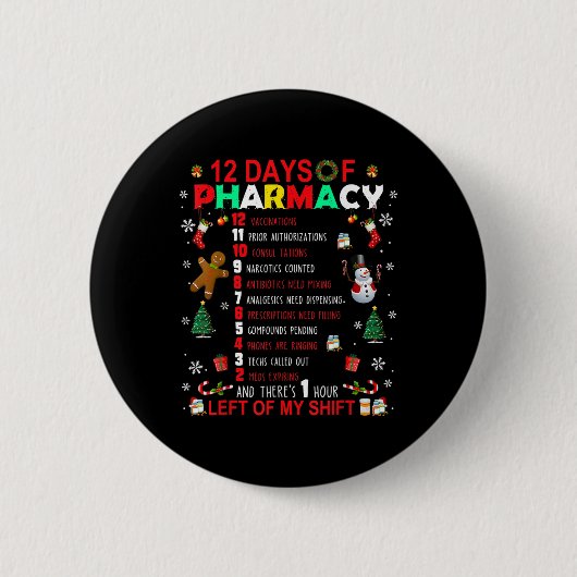 12 dagen van grappige apotheek Kerstmis apotheker Ronde Button 5,7 Cm (Voorkant)