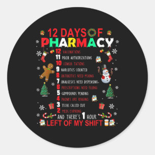 12 dagen van grappige apotheek Kerstmis apotheker  Ronde Sticker