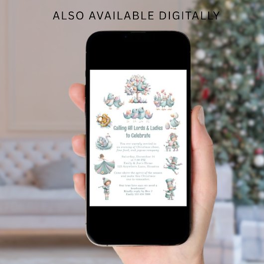 12 Dagen van het Kerstlied Wit Kaart