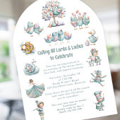 12 Dagen van het Kerstlied Wit Kaart