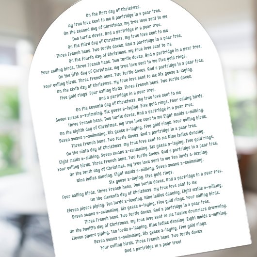 12 Dagen van het Kerstlied Wit Kaart