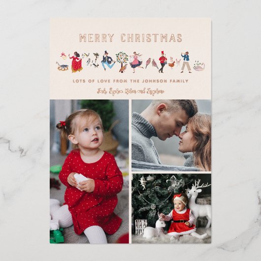 12 dagen van kerst ecru Foto Vakantie Kaart (Voorkant)