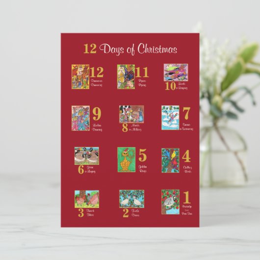 12 Dagen van Kerst Leuke Dierentypografie Custom Feestdagenkaart (Staand voorkant)