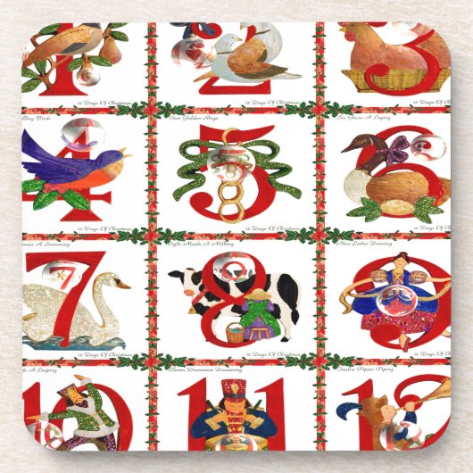 12 dagen van Kerst Quilt Print Cadeaus Bier Onderzetter (Voorkant)