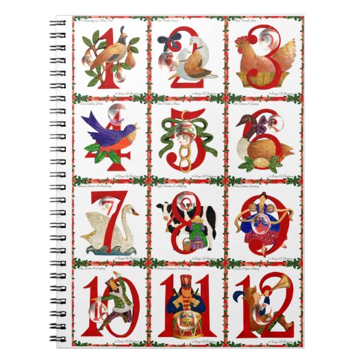 12 dagen van Kerst Quilt Print Cadeaus Notitieboek (Voorkant)