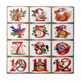 12 dagen van Kerst Quilt Print Cadeaus Tegeltje