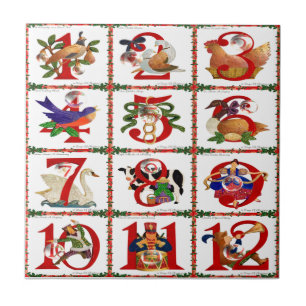 12 dagen van Kerst Quilt Print Cadeaus Tegeltje