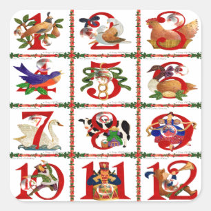 12 dagen van Kerst Quilt Print Cadeaus Vierkante Sticker