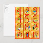 12 Dagen van Kerstlied Folk Art Numbers Feestdagenkaart (Voorkant / Achterkant)