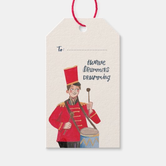12 dagen van Kerstmis 12 drummers drummen Cadeaulabel (Voorkant)