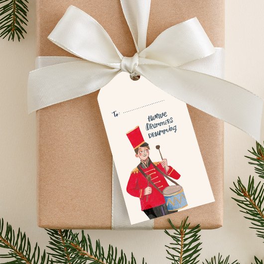 12 dagen van Kerstmis 12 trommelaars trommelen Cadeaulabel