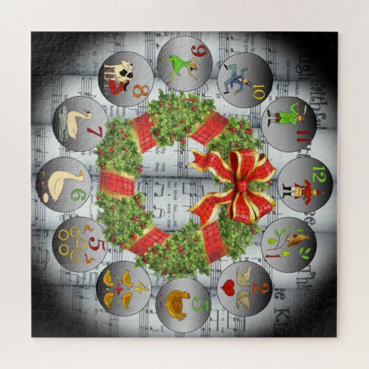 12 dagen van Kerstmis ~Bladmuziek~Kerstkrans Legpuzzel (Horizontaal)