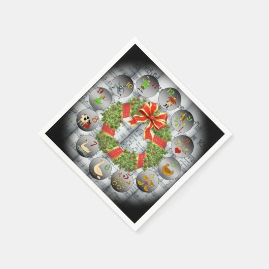 12 dagen van Kerstmis ~Bladmuziek~Kerstkrans Servet (Hoek)