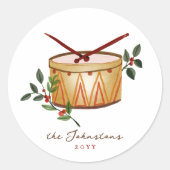 12 dagen van Kerstmis Drum Ronde Sticker (Voorkant)