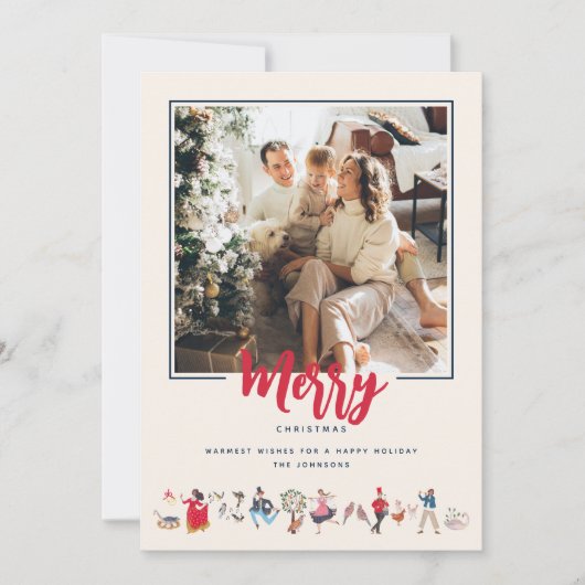 12 Dagen van Kerstmis ecru Foto Feestdagenkaart (Voorkant)