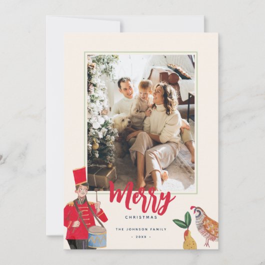 12 Dagen van Kerstmis ecru Foto Feestdagenkaart (Voorkant)