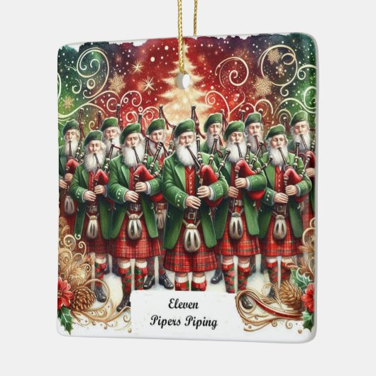 12 Dagen van Kerstmis Elf Pipers Piping Keramisch Ornament (Links)