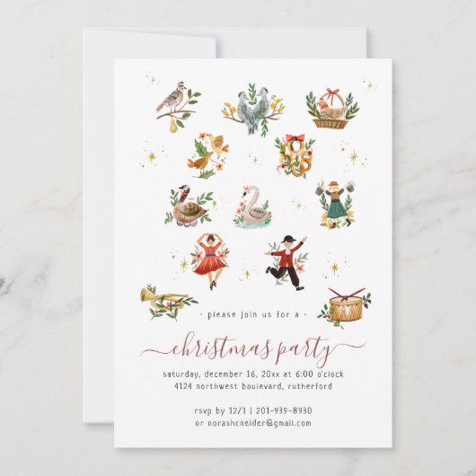 12 dagen van Kerstmis | Feestdag uitnodiging (Voorkant)