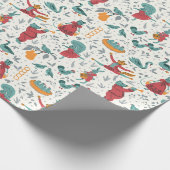 12 Dagen van Kerstmis-Folk Art Animal-Blue Cadeaupapier (Hoek)