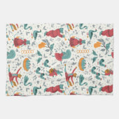 12 dagen van Kerstmis Folk Art Animal Blue Theedoek (Horizontaal)