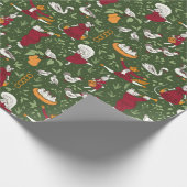 12 Dagen van Kerstmis-Folk Art Animal Cadeaupapier (Hoek)