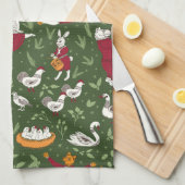 12 Dagen van Kerstmis Folk Art Animal Theedoek (Quarter Fold)