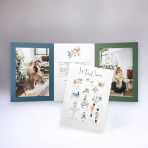 12 dagen van Kerstmis Gepersonaliseerd Drieluik Wenskaart