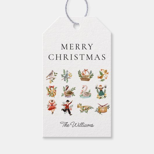 12 dagen van Kerstmis Gepersonaliseerde Gift Label Cadeaulabel (Voorkant)
