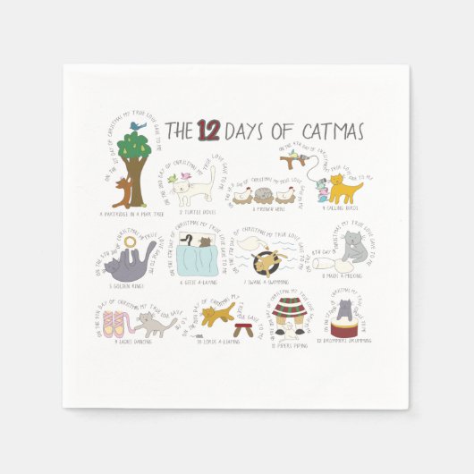 12 Dagen van Kerstmis Grappig Kerstfeest Servet (Voorkant)