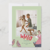 12 Dagen van Kerstmis groen Foto Feestdagenkaart (Voorkant)