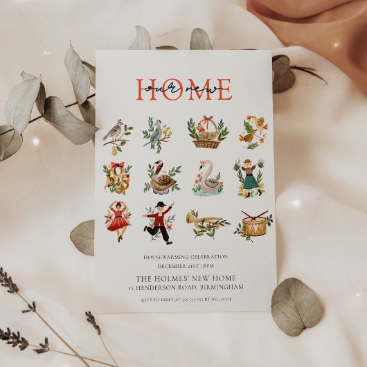 12 dagen van Kerstmis Housewarming Party Kaart