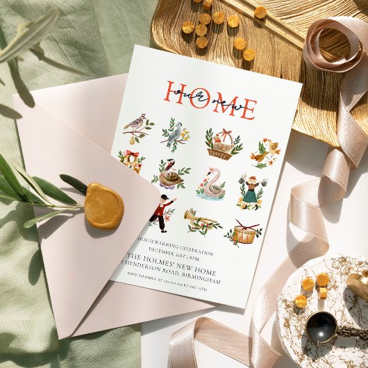 12 dagen van Kerstmis Housewarming Party Kaart