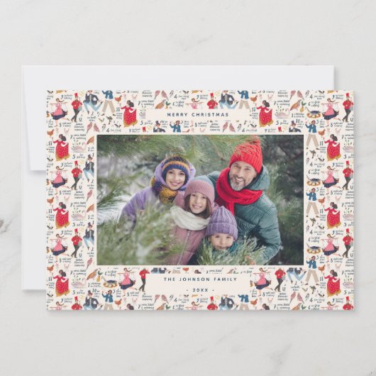 12 Dagen van Kerstmis Klassieke Traditionele Foto Feestdagenkaart (Voorkant)