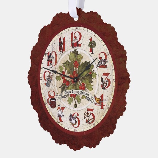 12 dagen van Kerstmis Klok Gezicht Ornament Kaart (Links)