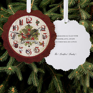 12 dagen van Kerstmis Klok Gezicht Ornament Kaart