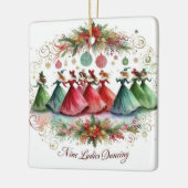 12 Dagen van Kerstmis Negen Vrouwen Dansen Keramisch Ornament (Links)