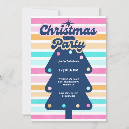 12 dagen van Kerstmis op het strand Retro Party Kaart (Voorkant)