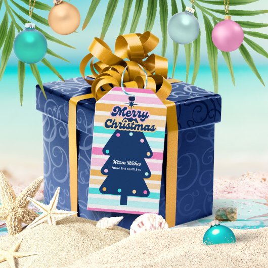 12 dagen van Kerstmis op het strand Retro Tropical Cadeaulabel