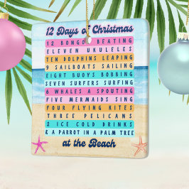 12 dagen van Kerstmis op het strand Retro Tropical Keramisch Ornament