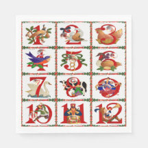 12 dagen van Kerstmis Quilt Print Papieren servett