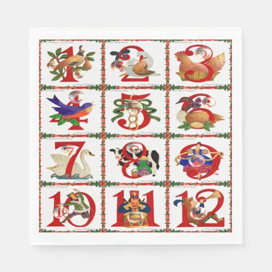 12 dagen van Kerstmis Quilt Print Papieren servett Servet (Voorkant)